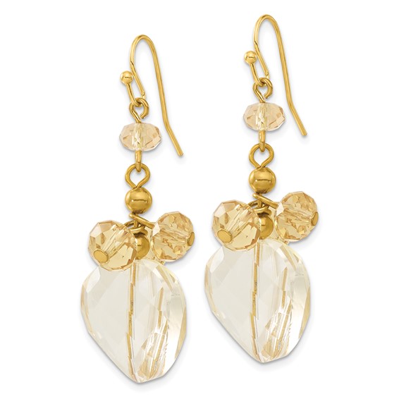 1928 Gold-tone Light Colorado Champagne Glass Beads Dangle Earrings