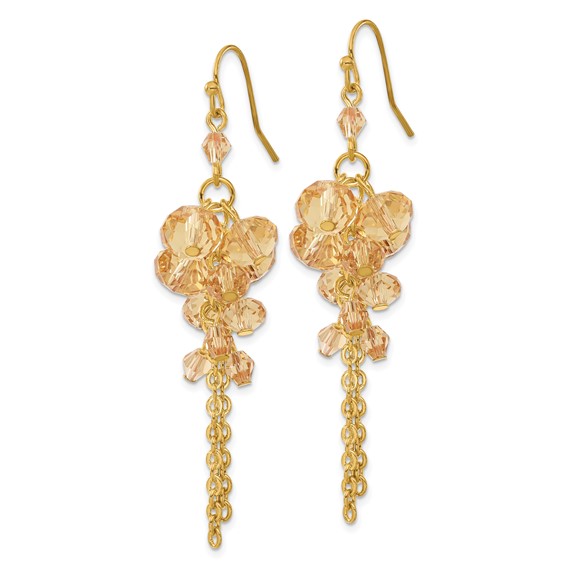 1928 Jewelry Gold-tone Light Colorado Faceted Glass Beads Cluster Dangle Earrings