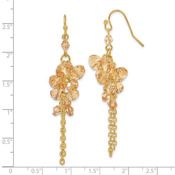 1928 Jewelry Gold-tone Light Colorado Faceted Glass Beads Cluster Dangle Earrings