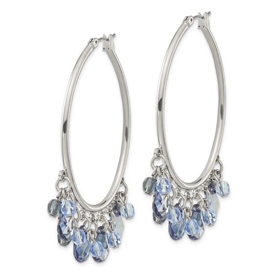 1928 Jewelry Silver-tone Light and Dark Blue Faceted Crystal Danble Hoop Earrings