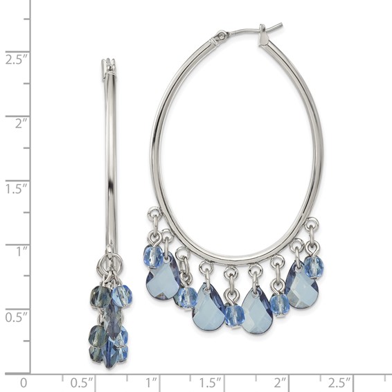 1928 Jewelry Silver-tone Light and Dark Blue Faceted Crystal Danble Hoop Earrings