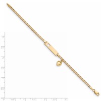 14K Yellow Gold Polished Solid Chain Solid Plate Cut-out Heart Bracelet with Heart Dangle Anchor Link 22x5mm Plate ID - 6in view 4