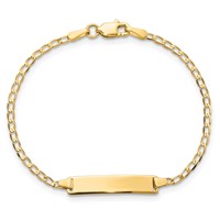 14K Yellow Gold Polished Solid Chain Solid Plate Flat Curb Link 22.5x 4.8mm Plate ID Bracelet, 6" view 4