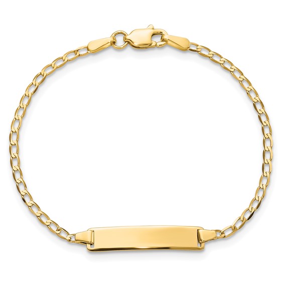 14k Polished Solid Chain/Solid Plate Flat Curb Link 22.5x4.8mm Plate 5.5 inch Baby/Child ID Bracelet