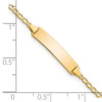 14K Yellow Gold Polished Solid Chain Solid Plate Flat Curb Link 22.5x 4.8mm Plate ID Bracelet, 6" view 3
