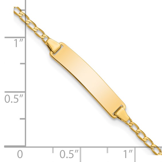 14k Polished Solid Chain/Solid Plate Flat Curb Link 22.5x4.8mm Plate 5.5 inch Baby/Child ID Bracelet