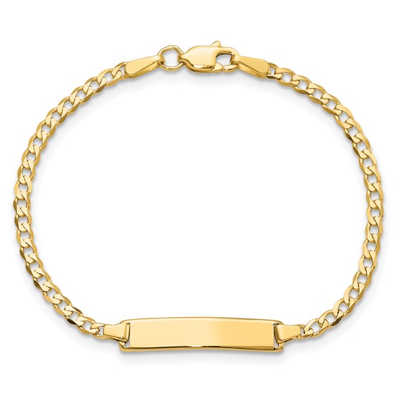 14k Polished Solid Chain/Solid Plate Flat Curb Link 22.5x4.5mm Plate 6 inch Baby/Child ID Bracelet