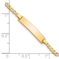 14K Yellow Gold Polished Solid Chain Solid Plate Flat Curb Link 22.5x 4.5mm Plate ID Bracelet, 6" view 3