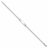 14K White Gold Polished Solid Chain Solid Plate Flat Curb Link Soft Diamond Shape 19.5x 6mm Plate ID Bracelet, 6" view 2