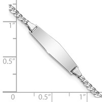 14K White Gold Polished Solid Chain Solid Plate Flat Curb Link Soft Diamond Shape 19.5x 6mm Plate ID Bracelet, 6" view 3