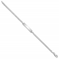 14K White Gold Polished Solid Chain Solid Plate Flat Curb Link 20x 4.2mm Plate ID Bracelet, 5.5" view 2