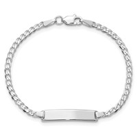 14K White Gold Polished Solid Chain Solid Plate Flat Curb Link 20x 4.2mm Plate ID Bracelet, 5.5" view 4