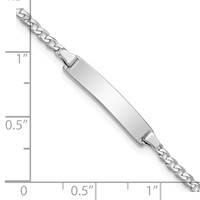 14K White Gold Polished Solid Chain Solid Plate Flat Curb Link 20x 4.2mm Plate ID Bracelet, 5.5" view 3