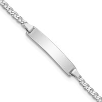 14K White Gold Polished Solid Chain Solid Plate Flat Curb Link 20x 4.2mm Plate ID Bracelet, 5.5" view 1