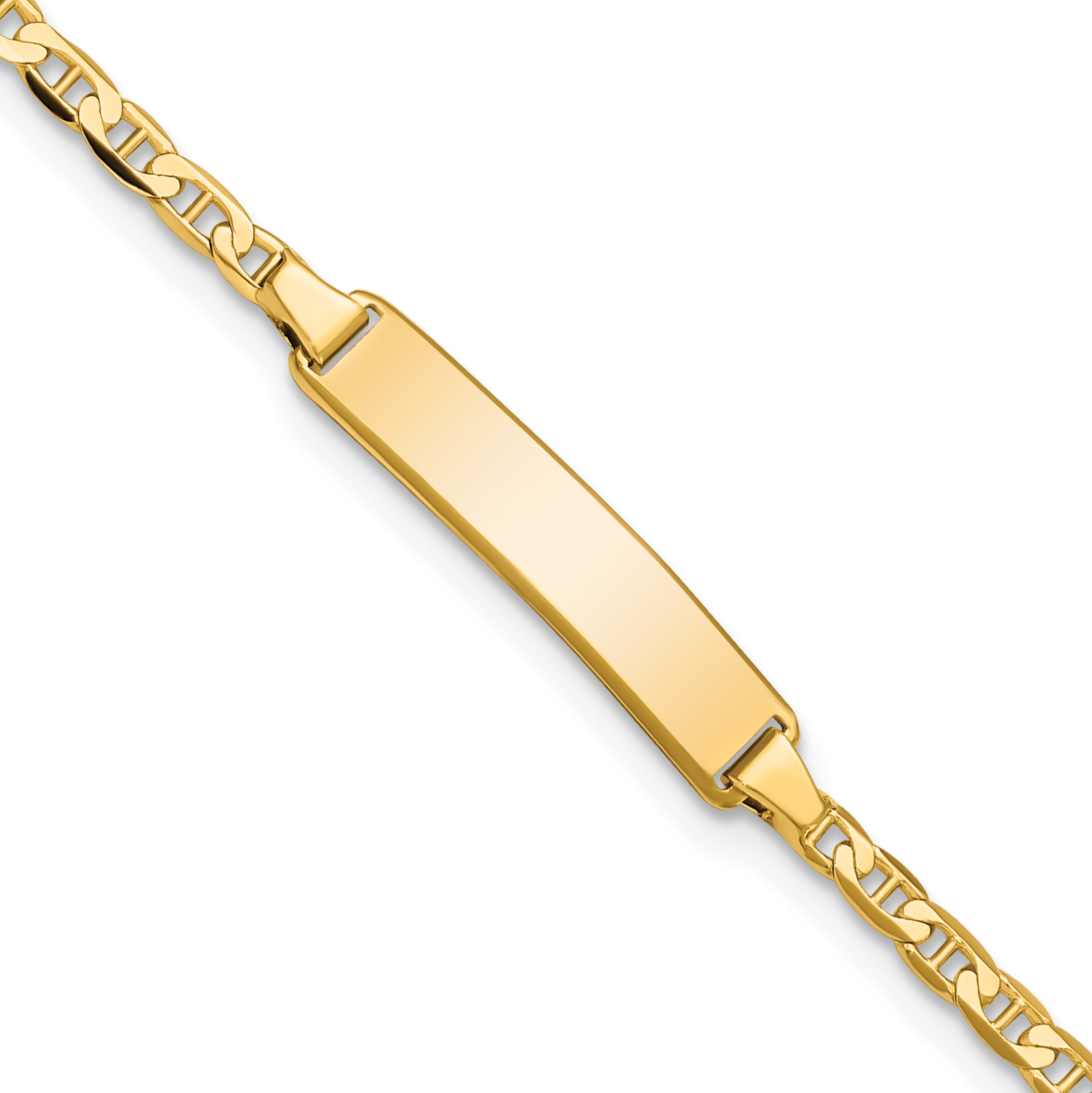 14k Polished Solid Chain/Solid Plate Flat Anchor Link 20x4mm Plate 5.5 inch Baby/Child ID Bracelet (BID104-5.5)