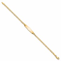 14K Yellow Gold Polished Solid Chain Solid Plate Flat Anchor Link Soft Diamond Shape 19.5x5.2mm Plate ID Bracelet - 6in view 2