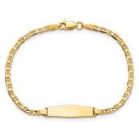 14K Yellow Gold Polished Solid Chain Solid Plate Flat Anchor Link Soft Diamond Shape 19.5x5.2mm Plate ID Bracelet - 6in view 4