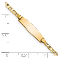 14K Yellow Gold Polished Solid Chain Solid Plate Flat Anchor Link Soft Diamond Shape 19.5x5.2mm Plate ID Bracelet - 6in view 3