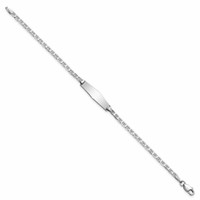 14K White Gold Polished Solid Chain Solid Plate Anchor Link Soft Diamond Shape 19.5x5.5mm Plate ID Bracelet - 6in view 2