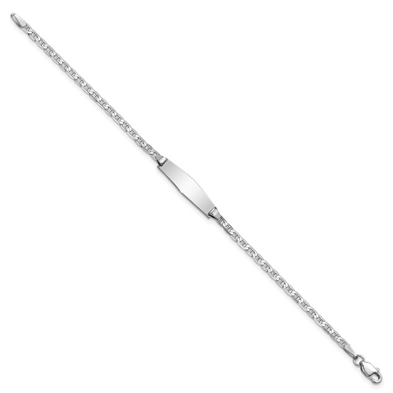 14k White Gold Polished Solid Chain/Solid Plate Anchor Link Soft Diamond Shape 19.5x5.5mm Plate 6 inch Baby/Child ID Bracelet