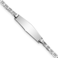 14K White Gold Polished Solid Chain Solid Plate Anchor Link Soft Diamond Shape 19.5x5.5mm Plate ID Bracelet - 6in view 1