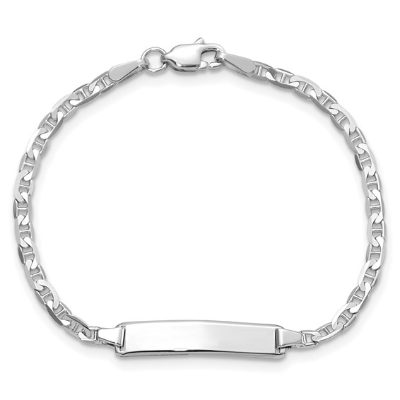 14k White Gold Polished Solid Chain/Solid Plate Anchor Link 20x4mm Plate 5.5 inch Baby/Child ID Bracelet