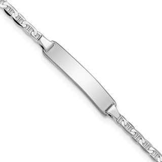14k White Gold Polished Solid Chain/Solid Plate Anchor Link 20x4mm Plate 5.5 inch Baby/Child ID Bracelet
