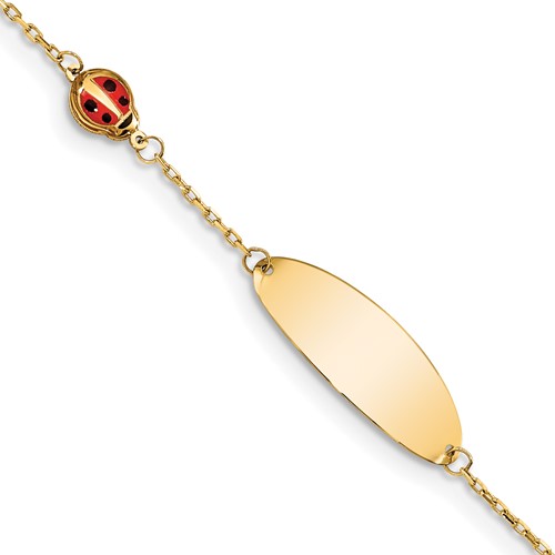 14K Children's Enamel Ladybug w/.5in ext. ID Bracelet