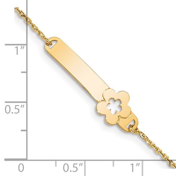 14K Children's Polished Flower w/1in ext. ID Bracelet