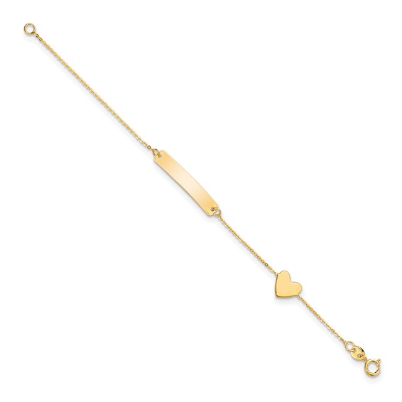 14k Polished 4.5x23mm Rectangle and Heart 5.5 inch Baby/Child ID Bracelet