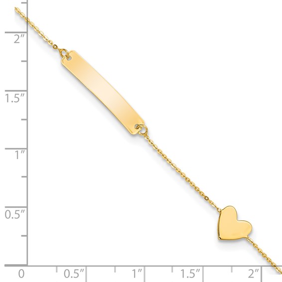 14k Polished 4.5x23mm Rectangle and Heart 5.5 inch Baby/Child ID Bracelet