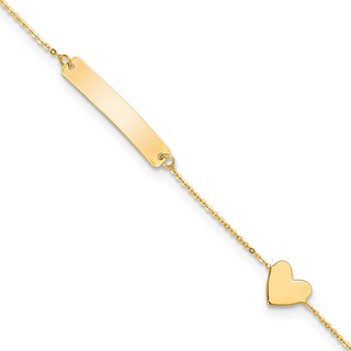 14k Polished 4.5x23mm Rectangle and Heart 5.5 inch Baby/Child ID Bracelet