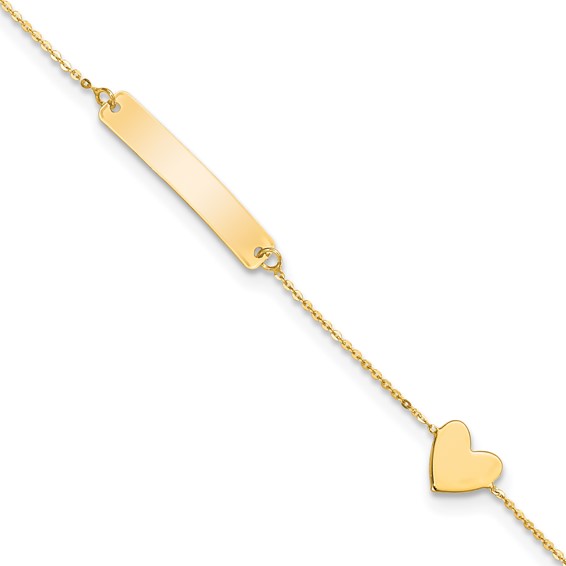 14k Polished 4.5x23mm Rectangle and Heart 5.5 inch Baby/Child ID Bracelet
