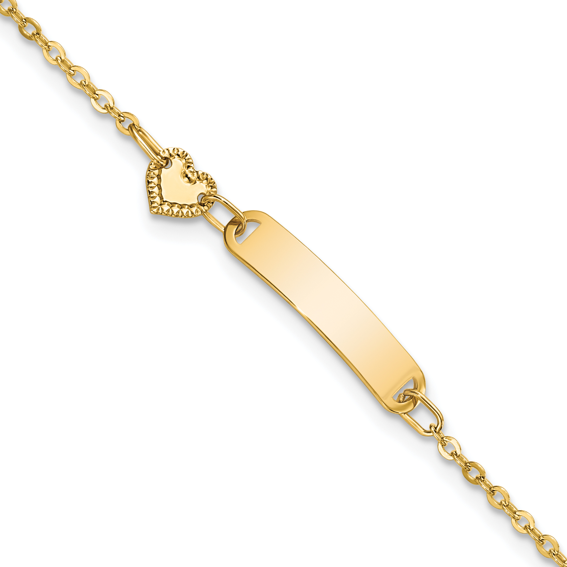 14K Polished ID with Heart Childrens Bracelet (BID117-5.5)
