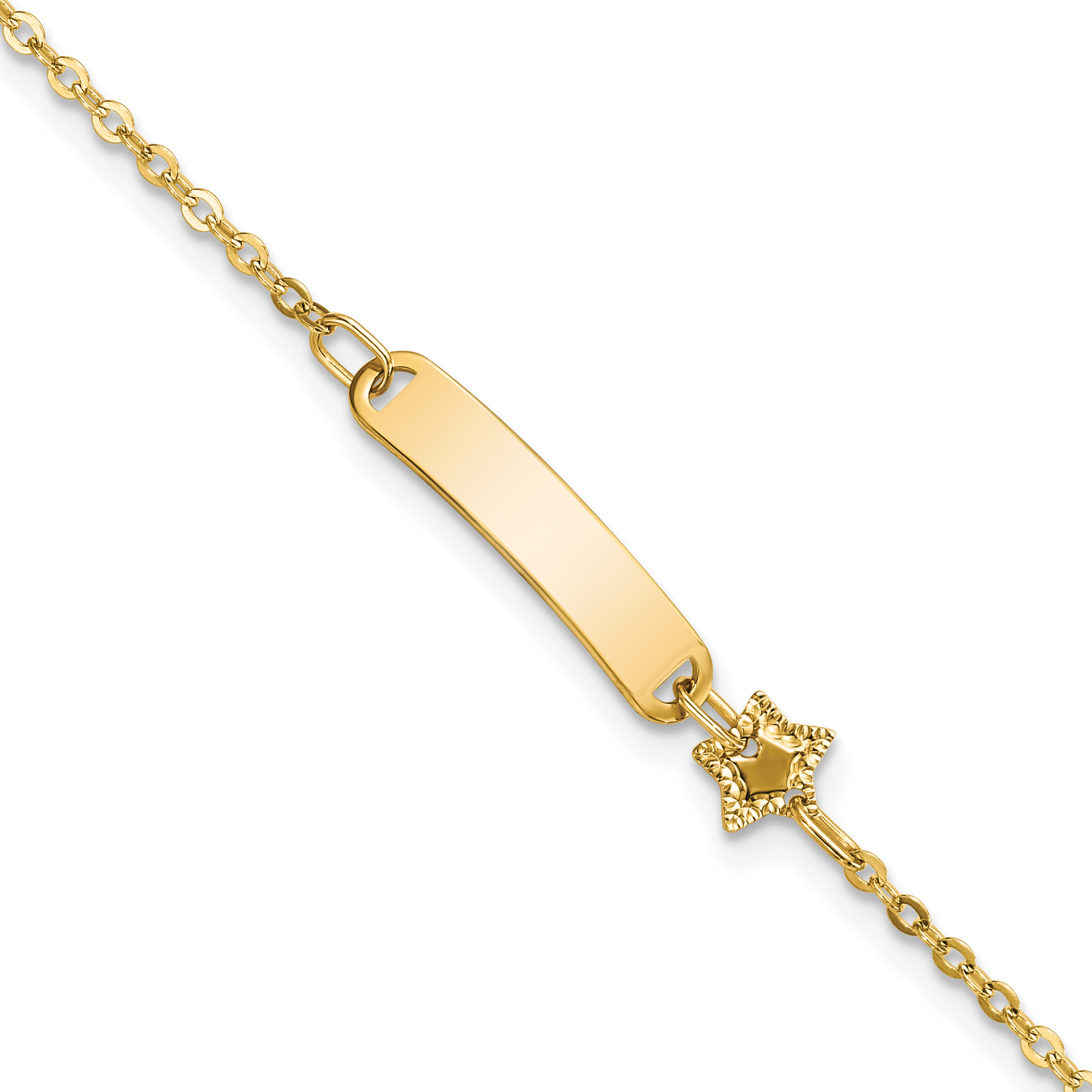 14K Polished ID with Star Childrens Bracelet (BID120-5.5)