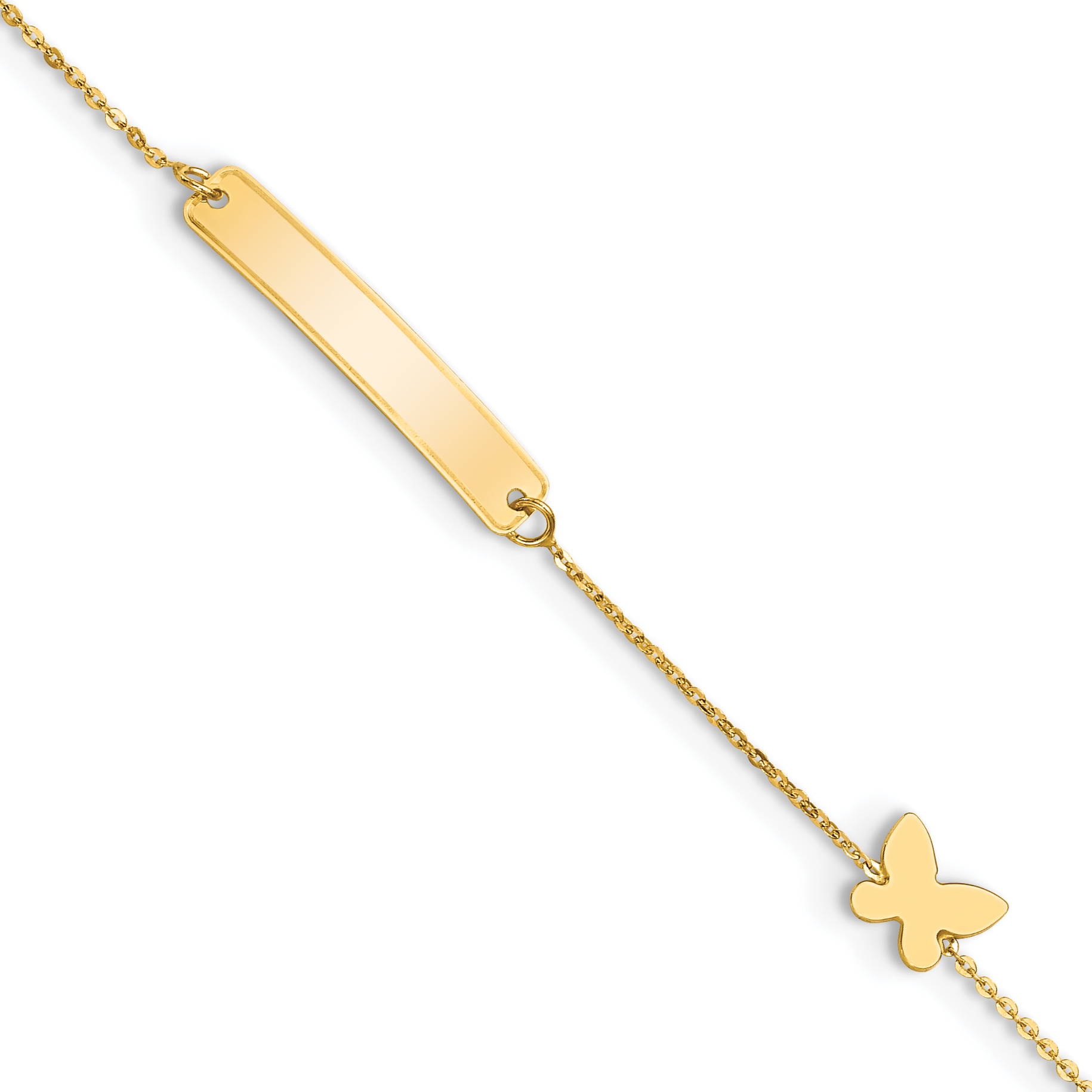 14k Polished 5.5in Butterfly ID Bracelet (BID123-5.5)