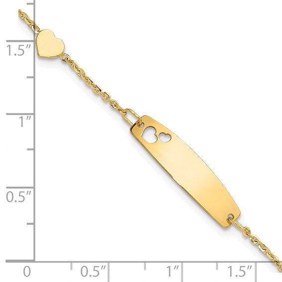 14K Polished Heart and 24x6mm Cut-out Heart Plate 5.5 inch Baby/Child ID Bracelet