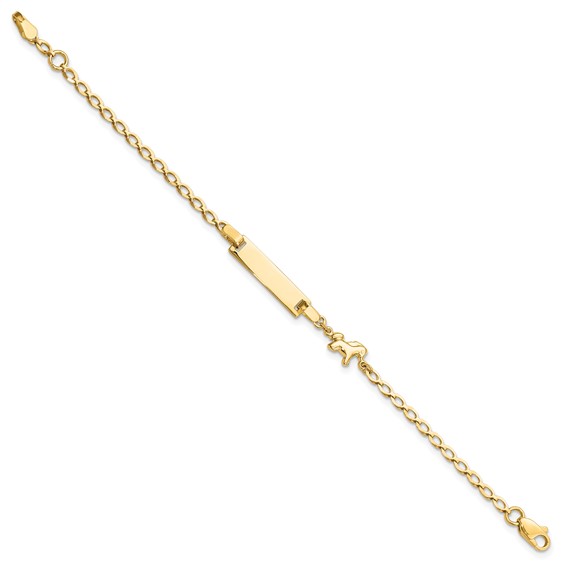 14K Polished Horse and 17x5mm Plate 6 inch Baby/Child ID Bracelet