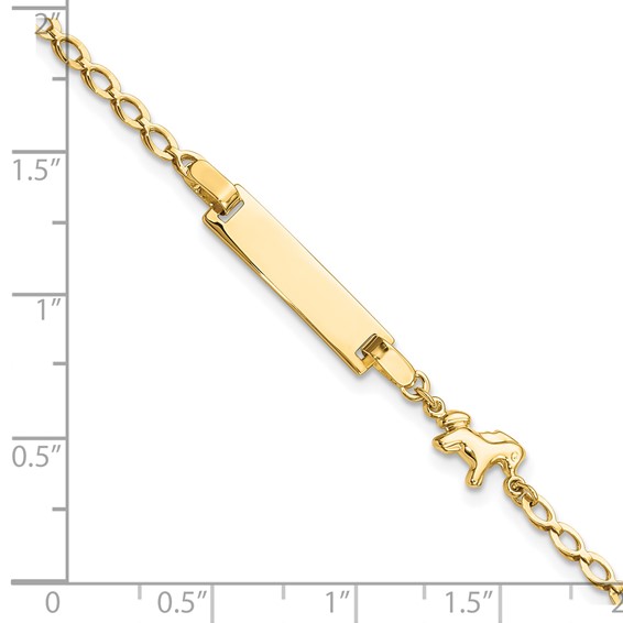 14K Polished Horse and 17x5mm Plate 6 inch Baby/Child ID Bracelet