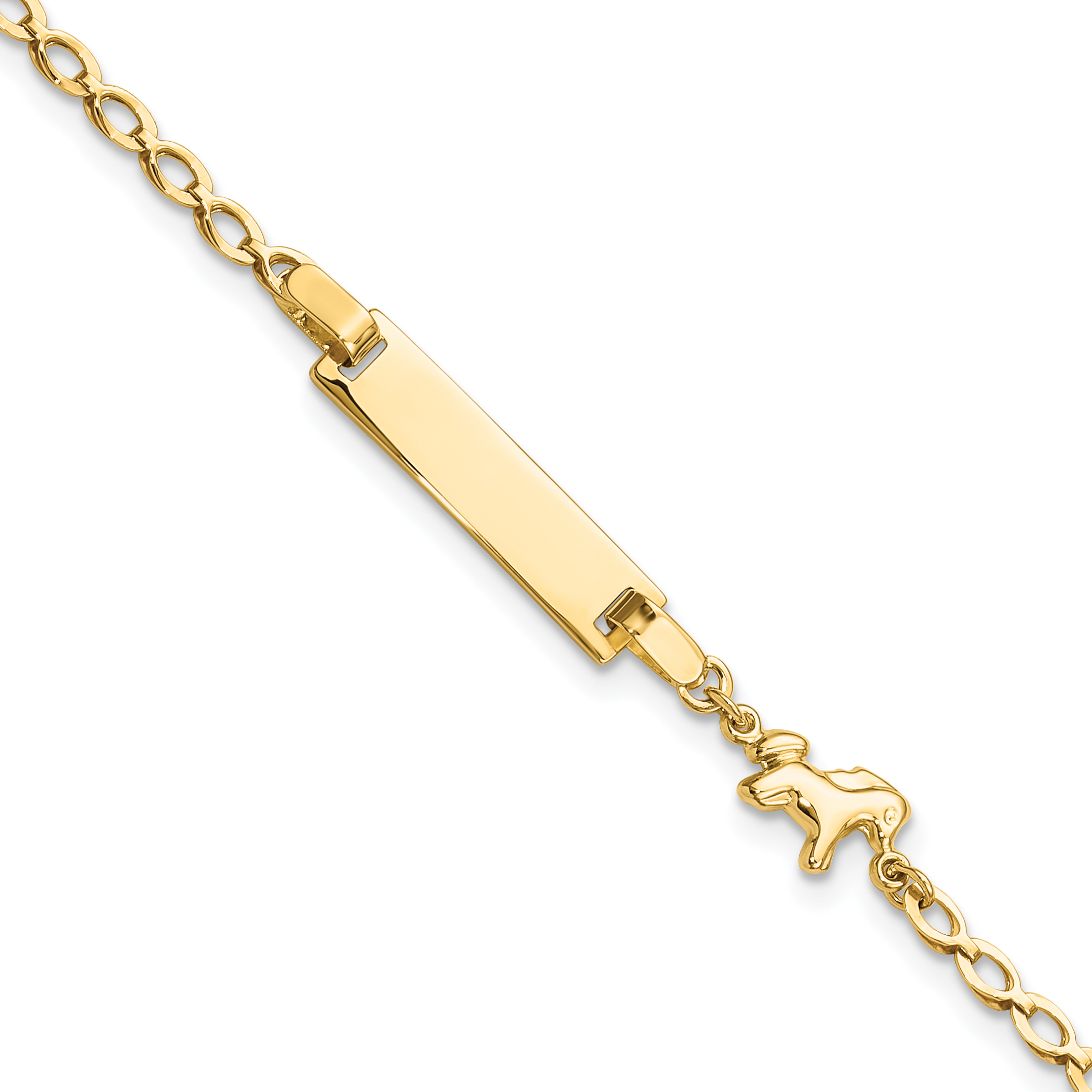 14K Polished Horse and 17x5mm Plate 6 inch Baby/Child ID Bracelet (BID128-6)