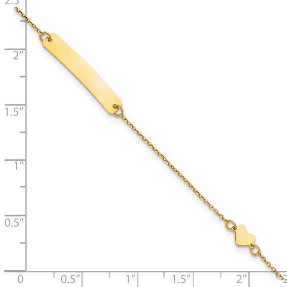 14k Polished Heart and 23x4.2mm Plate 5.5 inch Baby/Child ID Bracelet