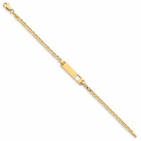 14K Yellow Gold Polished Solid Chain Solid Plate Anchor Link Cut-out Heart 21.5x 4.8mm Plate ID Bracelet, 6" view 2