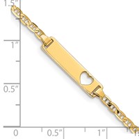 14K Yellow Gold Polished Solid Chain Solid Plate Anchor Link Cut-out Heart 21.5x 4.8mm Plate ID Bracelet, 6" view 4