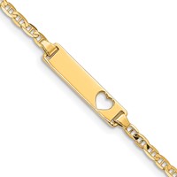 14K Yellow Gold Polished Solid Chain Solid Plate Anchor Link Cut-out Heart 21.5x 4.8mm Plate ID Bracelet, 6" view 1