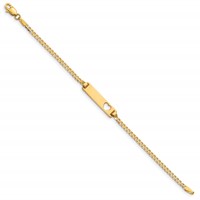 14K Yellow Gold Polished Solid Chain Solid Plate Curb Link Cut-out Heart 21x 5mm Plate ID Bracelet, 5.5" view 2