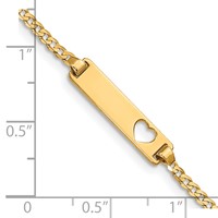 14K Yellow Gold Polished Solid Chain Solid Plate Curb Link Cut-out Heart 21x 5mm Plate ID Bracelet, 5.5" view 4