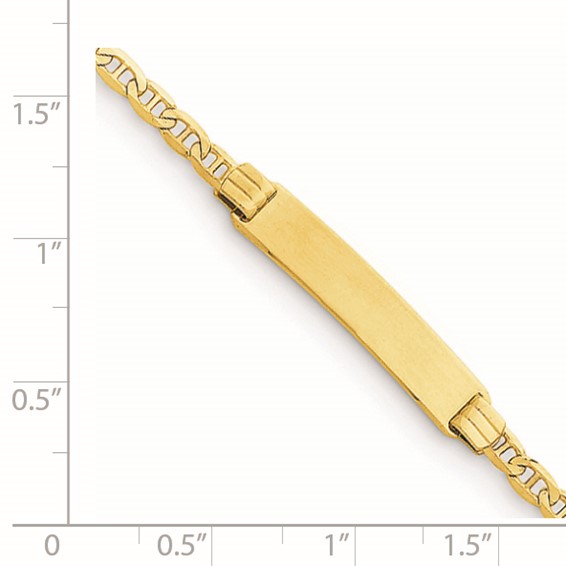 14k Polished Solid Chain/Solid Plate Anchor Link 26x5mm Plate 6 inch Baby/Child ID Bracelet
