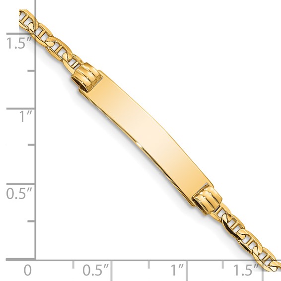 14k Polished Solid Chain/Solid Plate Anchor Link 26x5mm Plate 6 inch Baby/Child ID Bracelet