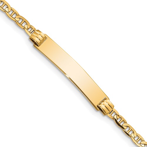 14K Yellow Gold Polished Solid Chain Solid Plate Anchor Link 26x 5mm Plate ID Bracelet, 6"