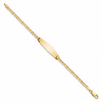 14K Yellow Gold Polished Solid Chain Solid Plate Anchor Link Soft Diamond Shape 26x7.5mm Plate ID Bracelet - 6in view 2